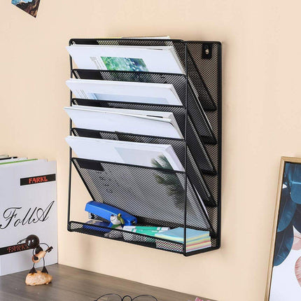 5 Tier Iron File Organiser Desktop File Management Shelf for Office Storage Desk