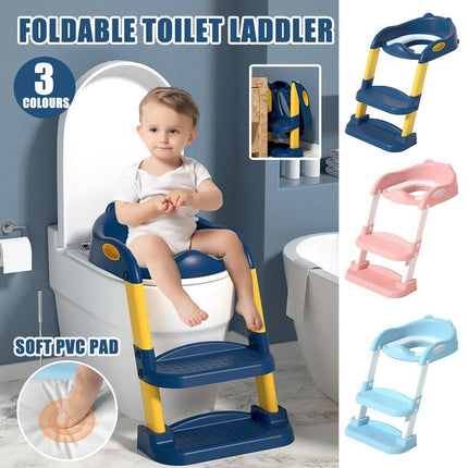 Potty Training Toilet Seat Chair with Ladder Step-Up Stool Foldable Design