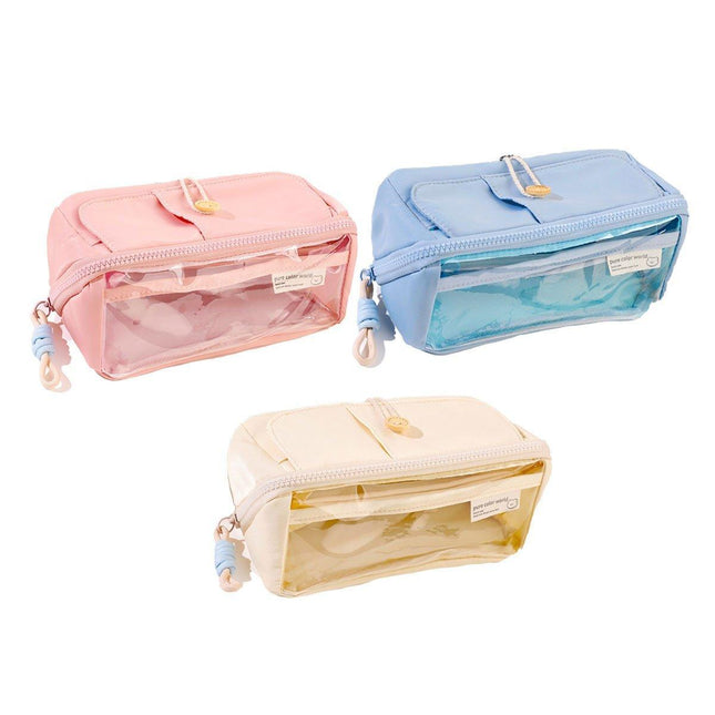 Large Capacity Japanese Style Student Stationery Bag Plain Colour Pen Case