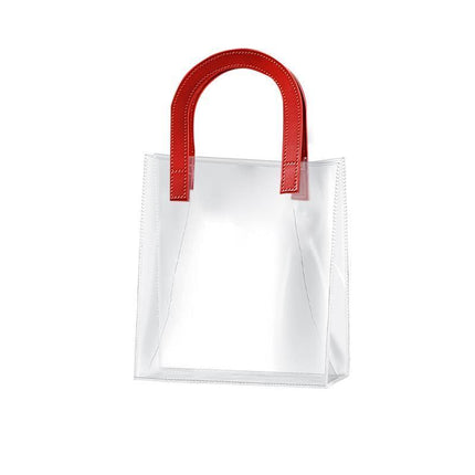 Transparent PVC Handheld Bags Transparent Gift Bag Handle Candy Containers Gifts Red - Aimall