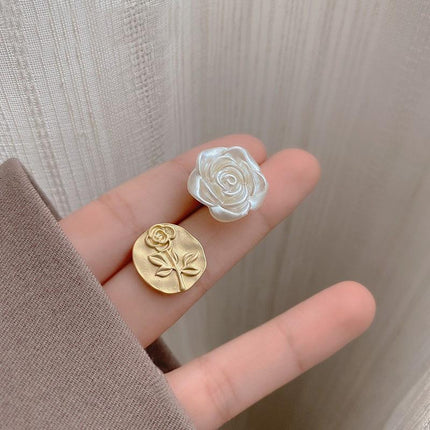 925 Silver Needle Rose Petal Earrings Long Acrylic Tassel Eardrop Women - Aimall