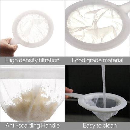 120/200 Mesh Micron Reusable Nylon Fine Mesh Food Strainer Filter Spoon Kitchen