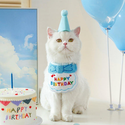 Pet Birthday Dog Cat Bib Scarf Hat Accessory Dogs Cats Celebration