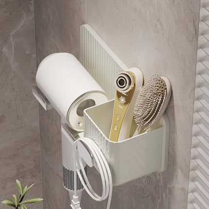 Hair Dryer Holder Rack Plastic Wall Mount No Drill Bathroom Organizer Storage