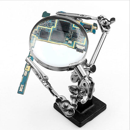Helping 3rd Hand Soldering Iron Hobby Tool Vise Clamp Magnifying Glass + Station - Aimall