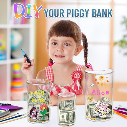 Acrylic Transparent Piggy Bank Savings Box Unbreakable Money Coin Storage Bank