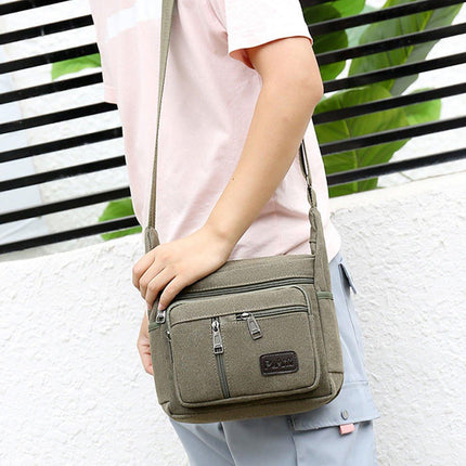 Multi Layer Canvas Crossbody Bag Casual Shoulder Bag for Travel Messenger Bag