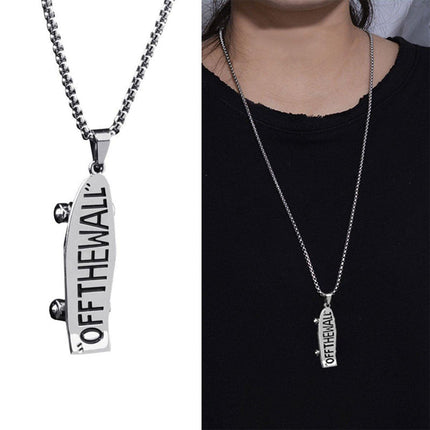 Hip-Hop Titanium Steel Pendant Necklace Letter Scooter Design Sweater Chain