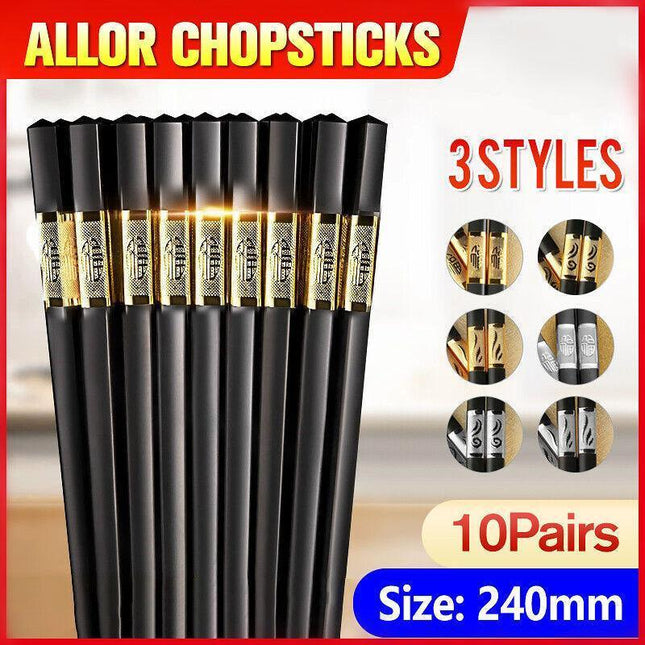 10Pairs Premium Quality Reusable Chopsticks Dishwasher Safe Fiberglass Chopstick - Aimall