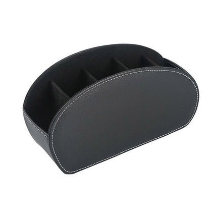 PU Leather Desktop Organiser Remote Control Office Cosmetic Storage Box Holder