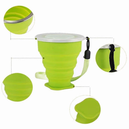 6PCS Portable Silicone Folding Travel Cups 200ml with Lid for Outdoor Camping