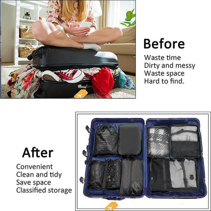 8PCS Packing Cubes Travel Pouches Luggage Organiser Clothes Suitcase Storage Bag - Aimall