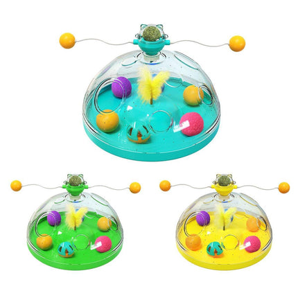 Interactive Windmill Cat Teaser Toy Treasure Box with Stick Fun Play for Pets