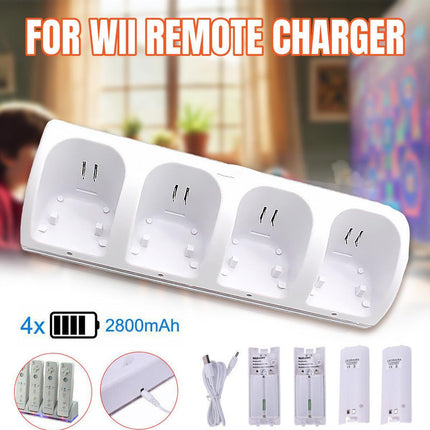 4 Rechargeable Battery for Nintendo Wii Remote Charger Dock Station Controller