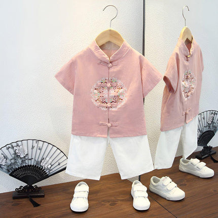 Chinese Style Boys Tang Suit Summer Hanfu Dress Traditional Outfit