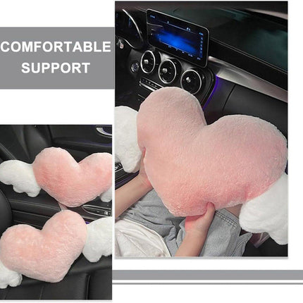 Car Headrest Neck Pillow Love Wings Support Cushion for Comfortable Driving