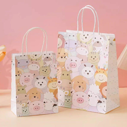 50PCS Colourful Kraft Paper Gift Bags Reusable Party Favor Bags for School Events