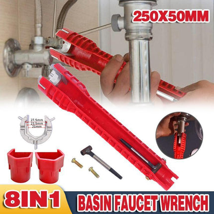 8 In 1 Sink Basin Wrench Multifunction Faucet Tap Spanner Installer Hand Tools - Aimall