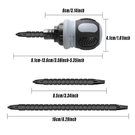Ratchet Screwdriver Set with Sleeve Dual Head Screwdriver Expansion Cross Bits