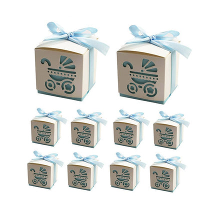 50X Shower Party Bomboniere Box 6x6x6cm with Ribbon for Birthday and Celebration Use