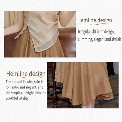 Chinese Style Sleeveless Slimming Dress Women High-end Retro Summer Skirt Suit