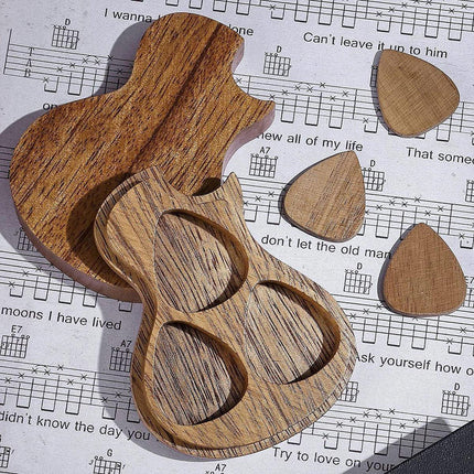Wooden Guitar Pick Holder Plectrum Case Organizer Compact Plectrum Storage Box