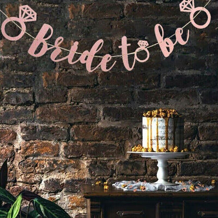 Bride To Be Rose Gold Banner Diamond Wedding Bridal Shower Hens Party Decoration - Aimall