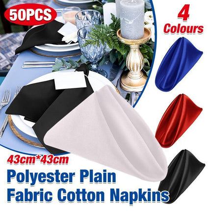 50PCS Polyester Plain Fabric Cotton Napkins For Wedding Cloth pc Table Dinner - Aimall