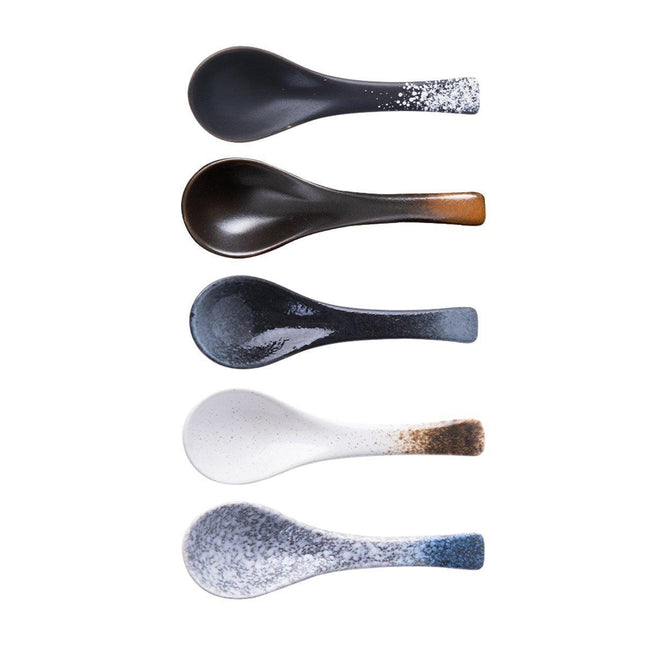 5pcs Ceramic Soup Spoons Household Kitchen Utensils for Cooking and Serving Food