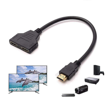 HDMI Splitter 1 In 2 Out Cable Adapter Converter 1080 Multi Display Duplicator - Aimall