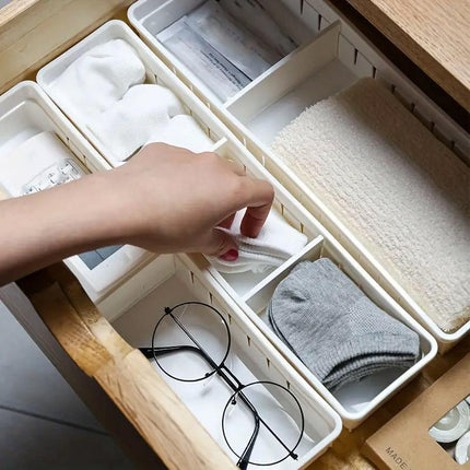 4PCS Drawer Storage Organizer Box Multi Compartment Kitchen Tableware Sorting