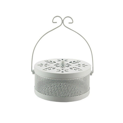 Fireproof Wrought Iron Mosquito Coil Holder with Cover for Indoor Outdoor Use