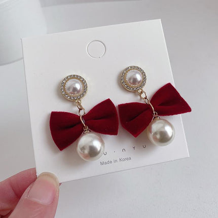 Red Flower Heart Zircon Earring Stud Wedding Party Drop Dangle Jewelry Christmas - Aimall