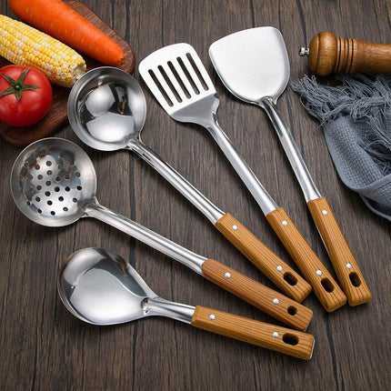 5pcs Stainless Steel Spatula Soup Spoon Kitchenware Set for Household Cooking