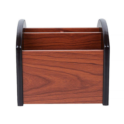 Rotatable Wooden Desktop Storage Box Organizer Creative Office Business Gift