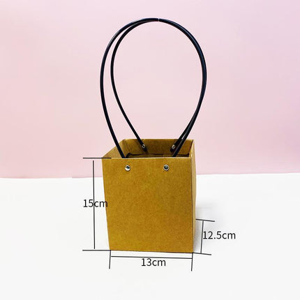 25x Kraft Paper Bag Flowers Waterproof Bouquet Basket Gift Box With Handle - Aimall