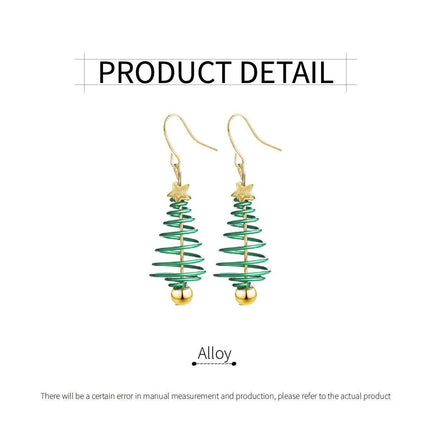Festive Green Christmas Tree Earrings Holiday Jewelry for Women Gift Accessory