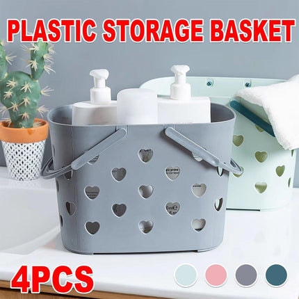 4pcs Handheld Love Storage Basket Bathroom Organizer Bath Storage Basket Set