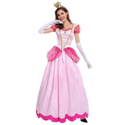 N505 Princess Peach Pink Mario Games Book Week Fancy Long Dress Up Party Costume AU