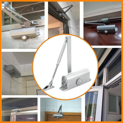 Hydraulic Door Closer Automatic Adjustable Spring Auto Closing 45-65kg Aluminum - Aimall