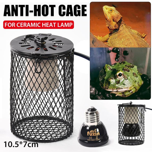 Reptile Ceramic Heat Lamp with Anti-hot Cage Light Holder Switch Set Brooder Pet - Aimall
