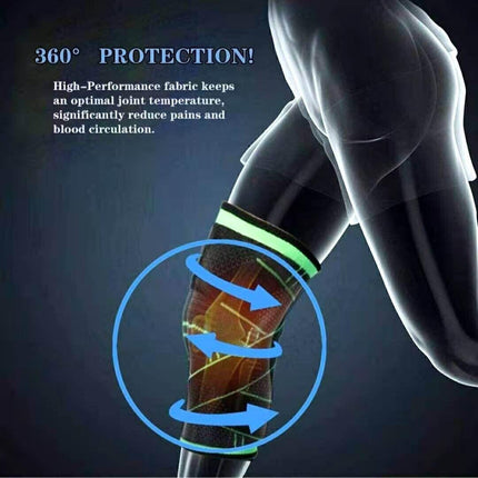 Orange AOLIKES 3D Knee Support Brace Compression Sleeve Arthritis Pain Relief Gym - Aimall