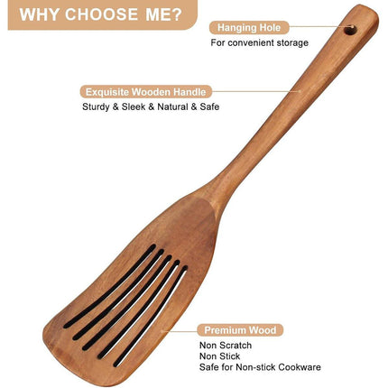 2pcs Wooden Frying Spatula Long Handle Stir Fry Spatula Kitchen Cooking Utensils
