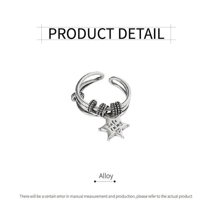 Simple Adjustable Star Opening Ring Couple Jewelry Niche Design Unisex Ring