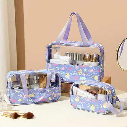 3PCS Large Capacity Transparent Waterproof Makeup Travel Storage Toiletry Bag