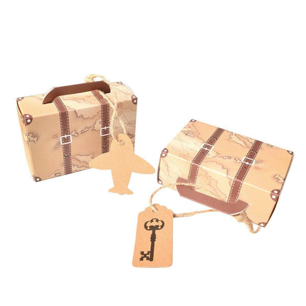 50PCS Vintage Travel Map Candy Boxes Gift Packaging Retro Luggage Design Party