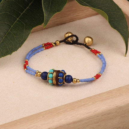 Ethnic Style Handmade Bracelet Color Stone Sky Bead Fashion Round Bead Bracelet
