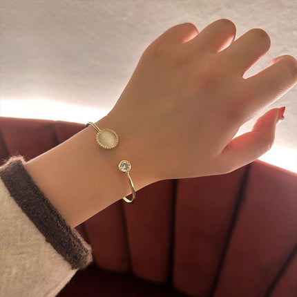 Cat Eye Bracelet Ring Set Fashion Jewellery Women Adjustable Accessories