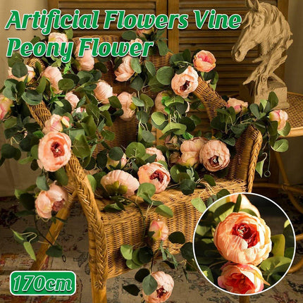 170cm Peony Flower Rattan Fake Flower Vine Artificial Decoration for Home Party