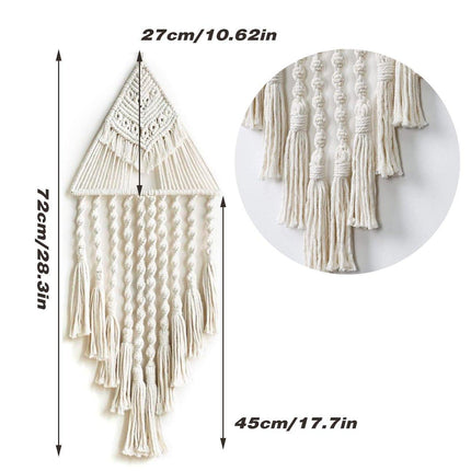 White Woven Tapestry Dreamcatcher Hanging Wall Decor Triangle Charm for Home